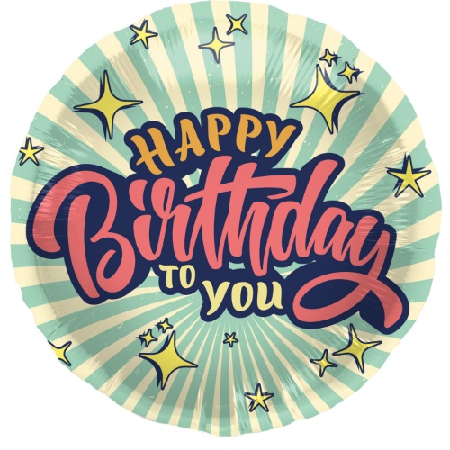 Levně Foliový balonek - Retro Star Happy Birthday 45 cm