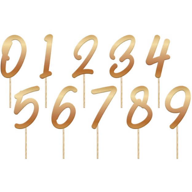 Obrázek z Ozdoba na dort - číslice zlaté 20 ks - Folat 