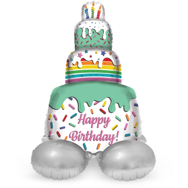 Obrázek z Stojící balónek Narozeninový dort s polevou - Happy Birthday 72 cm 