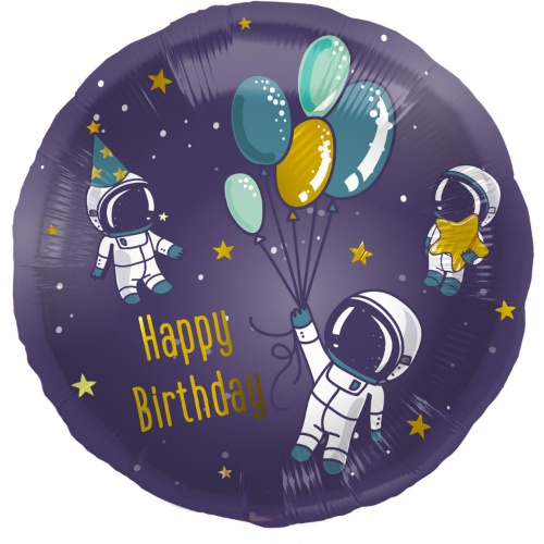 Levně Foliový balonek fialový Vesmír - Happy Birthday - 45 cm - Folat