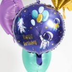 Obrázok z Fóliový balónik fialový Vesmír - Happy Birthday - 45 cm - Folat