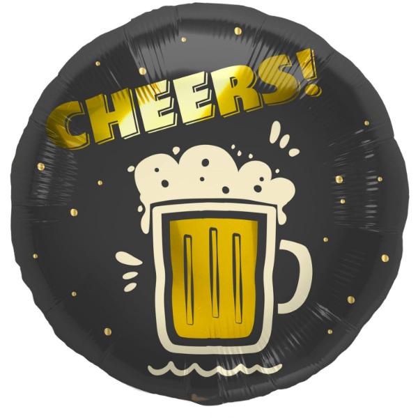 Foliový černý balonek - Cheers Beer 45 cm