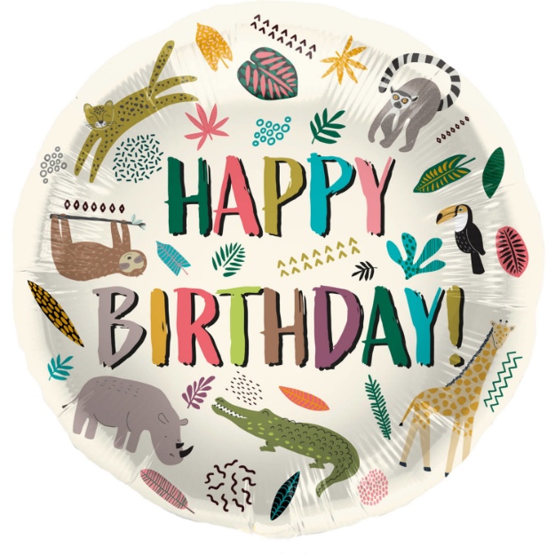 Obrázek z Foliový balonek Zoo - Happy Birthday 45 cm 