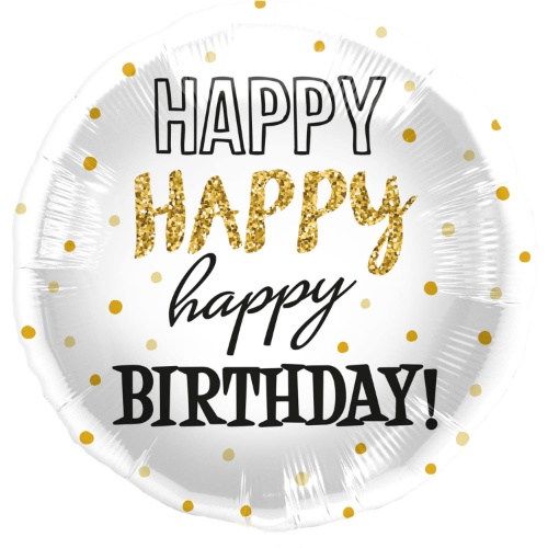 Foliový balonek zlaté puntíky - Happy Birthday - 45 cm Folat