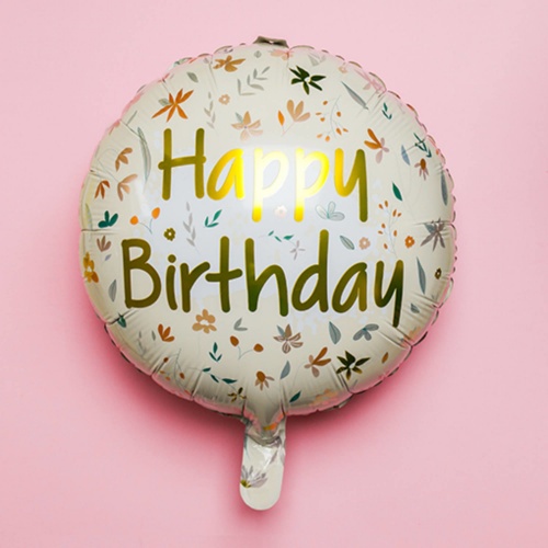 Levně Foliový balonek kvítí - Happy Birthday - 45 cm