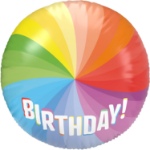Obrázek z Foliový balonek duhový s 3D nápisem Happy Birthday - 56 cm 
