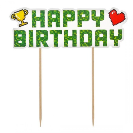 Obrázek Dekorace na dort - Game On, Happy Birthday - 14 cm