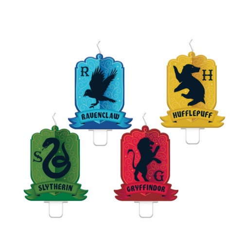 Levně Svíčky Harry Potter, Bradavické koleje 2,2 x 3 cm - 4 ks