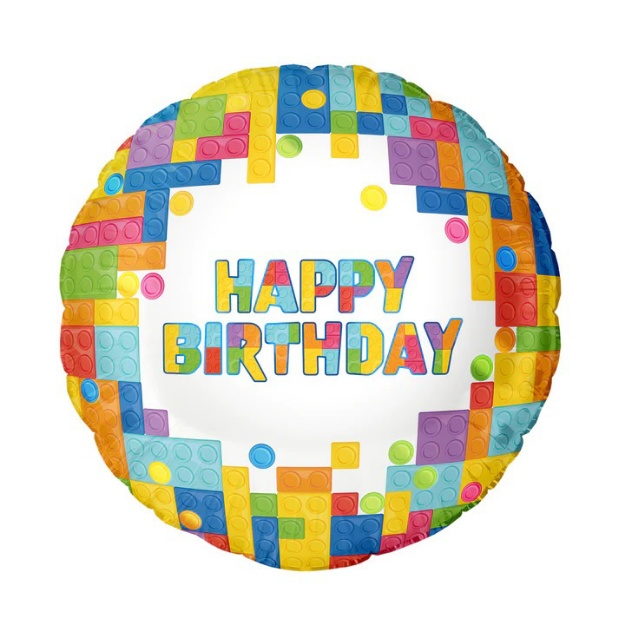 Obrázek z Foliový balonek Block - Happy Birthday - 45 cm 