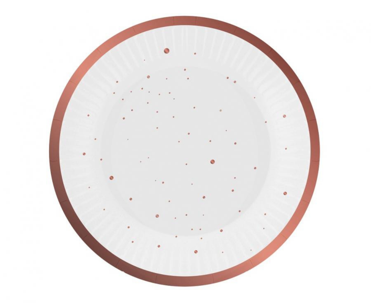 Papírové talíře - bílé s rosegold tečkami 18 cm - 6 ks