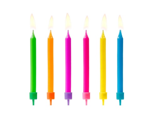 Levně Dortové svíčky barevné 6 ks - 6,5cm, PartyDeco