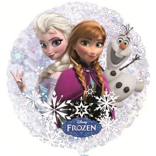 Obrázok z Fóliový holografický balónik Frozen - Anna a Elsa s Olafom 45 cm - Nebalený