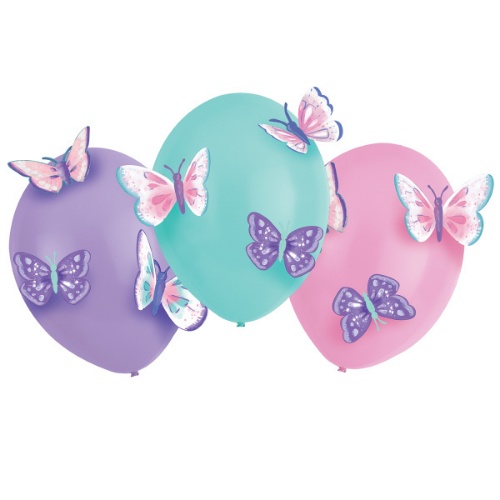 Levně Latexové balonky s 3D motýlky 35,5 cm - 3 ks