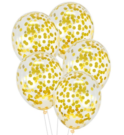 Picture of Průhledné balonky se zlatými konfetami, 30 cm - 5 ks