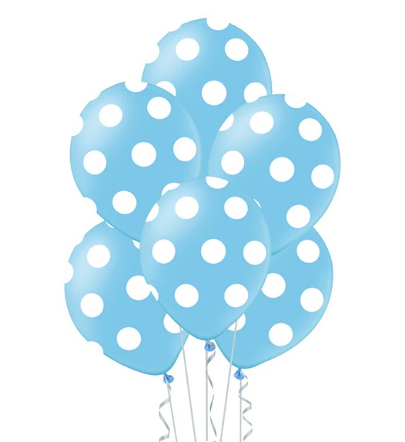 Obrázok z Balóniky s bodkami - Modré, 30 cm - 6 ks