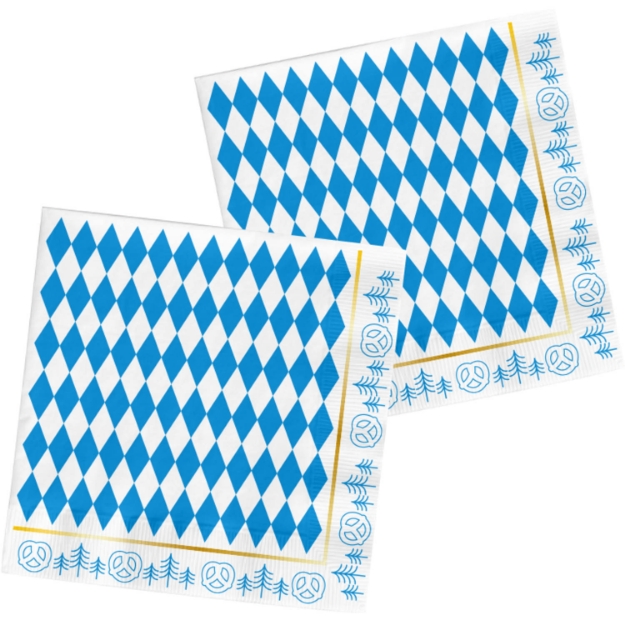 Obrázek Ubrousky Oktoberfest modrobílé – 33 x 33 cm, 20 ks