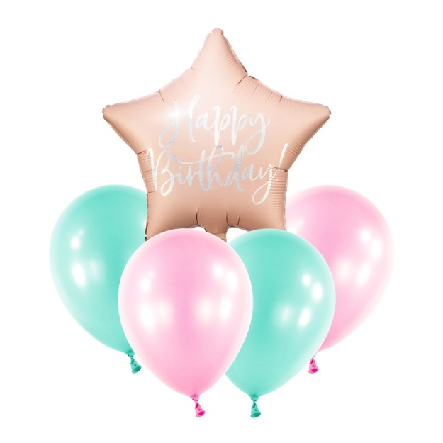 Obrázok z Balónový set Happy Birthday Pastel Blash - 5 ks