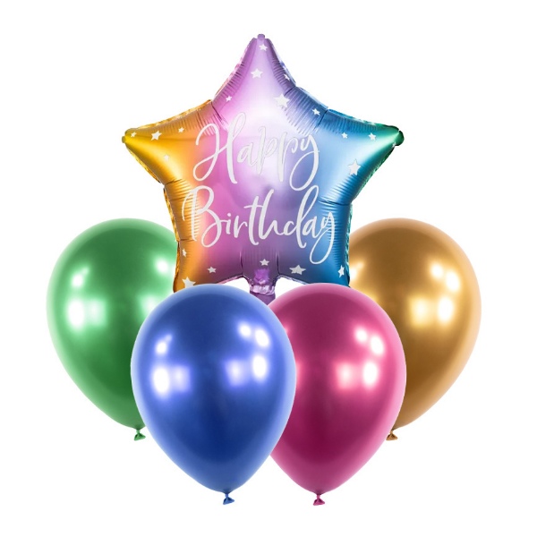 Balónkový set Happy Birthday Duhový - 5 ks