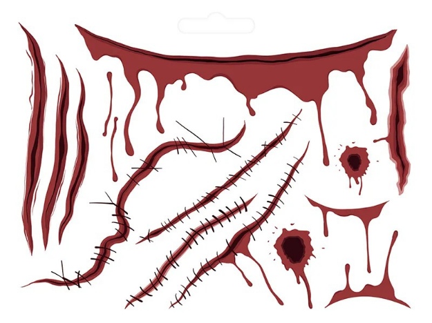 Obrázok z Dočasné krvavé tetovanie - falošné jazvy 13 ks