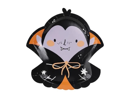Obrázek Papírové talíře Halloween - roztomilý Drákula - 23x25 cm