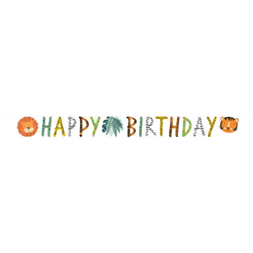 Levně Party nápis Happy Birthday se zvířátky - 180 x 15 cm