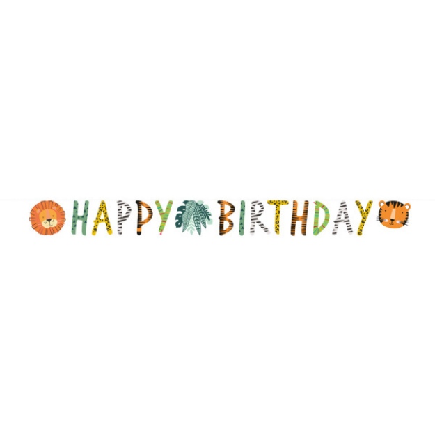 Obrázok z Party nápis Happy Birthday so zvieratkami - 180 x 15 cm