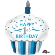 Obrázek Foliový balonek holografický modrý muffin - Happy  1st Birthday, 73 x 91cm