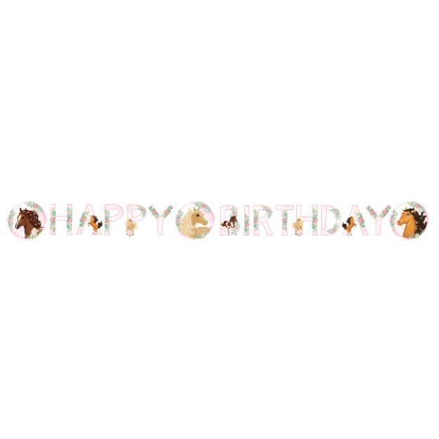 Obrázek z Party nápis Happy Birthday koně - 140 x 15 cm 
