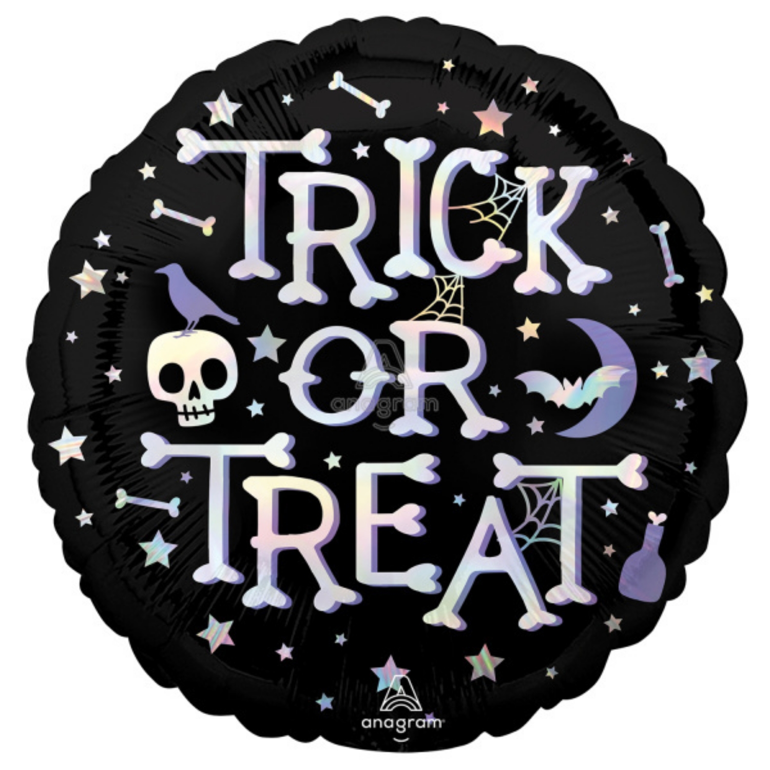 Foliový balonek černý - Trick or Treat - 45 cm