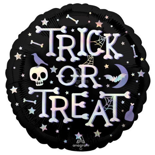 Levně Foliový balonek černý - Trick or Treat - 45 cm