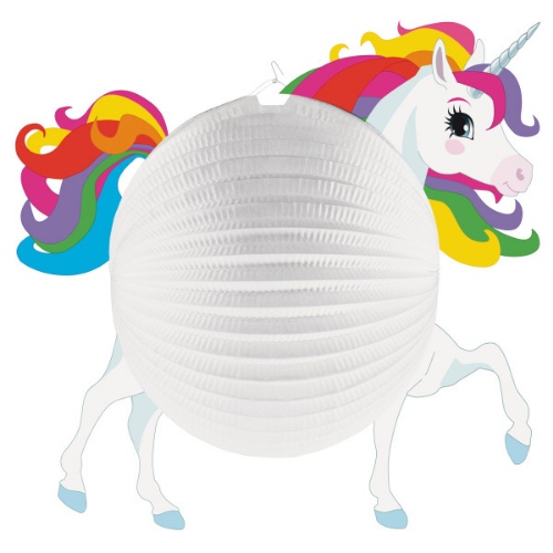 Závěsný lampion kulatý - 3D jednorožec - 25 cm