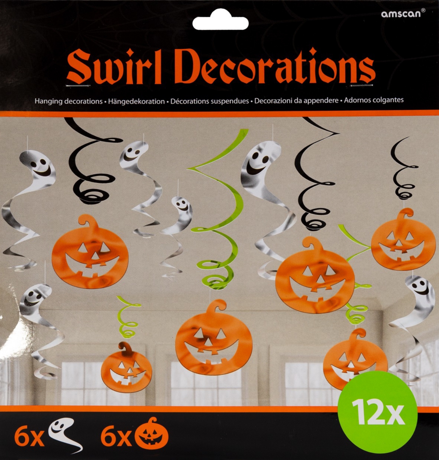 Levně Závěsné spirály Halloween - duchové - dýně 12 ks