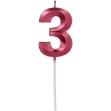 Obrázek Dortová svíčka číslo 3 - Glamour Red 7 cm