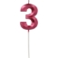 Obrázek Dortová svíčka číslo 3 - Glamour Red 7 cm