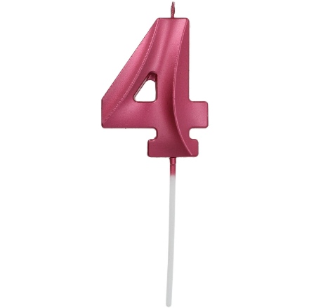 Picture of Dortová svíčka číslo 4 - Glamour Red 7 cm