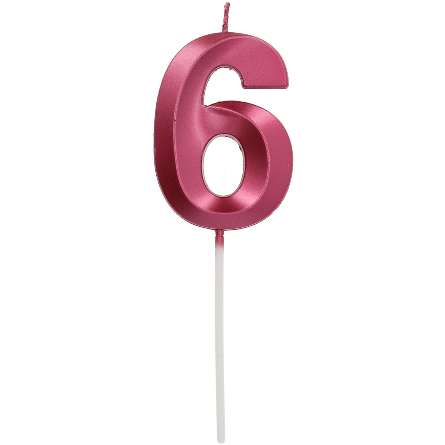 Dortová svíčka číslo 6 - Glamour Red 7 cm