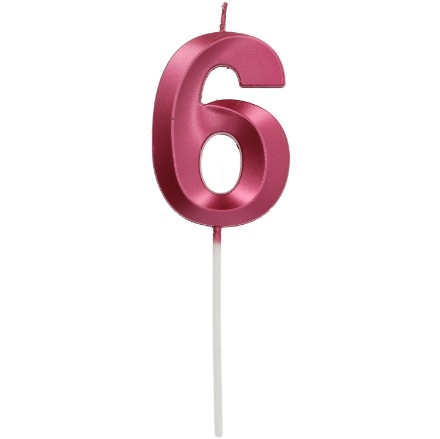 Obrázek Dortová svíčka číslo 6 - Glamour Red 7 cm 