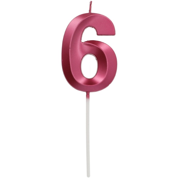 Dortová svíčka číslo 6 - Glamour Red 7 cm