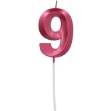 Obrázek Dortová svíčka číslo 9 - Glamour Red 7 cm 