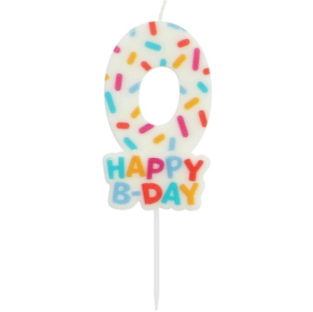 Picture of Dortová svíčka číslo 0 - Happy B-day 7 cm