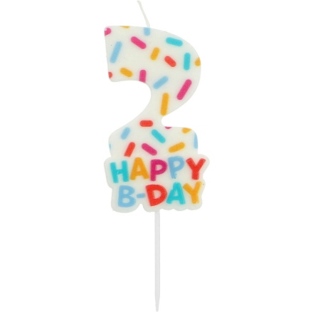Picture of Dortová svíčka číslo 2 - Happy B-day 7 cm