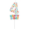 Obrázek Dortová svíčka číslo 4 - Happy B-day 7 cm