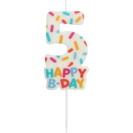 Picture of Dortová svíčka číslo 5 - Happy B-day 7 cm