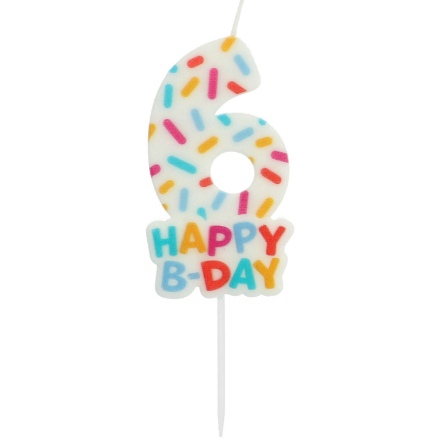 Picture of Dortová svíčka číslo 6 - Happy B-day 7 cm