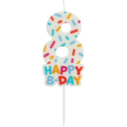 Picture of Dortová svíčka číslo 8 - Happy B-day 7 cm