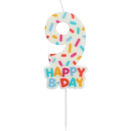 Picture of Dortová svíčka číslo 9 - Happy B-day 7 cm