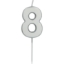 Obrázok z Tortová sviečka malá 8 - strieborná, 5 cm