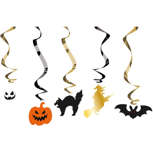 Levně Závěsné spirály lesklé - Halloween - 5 ks