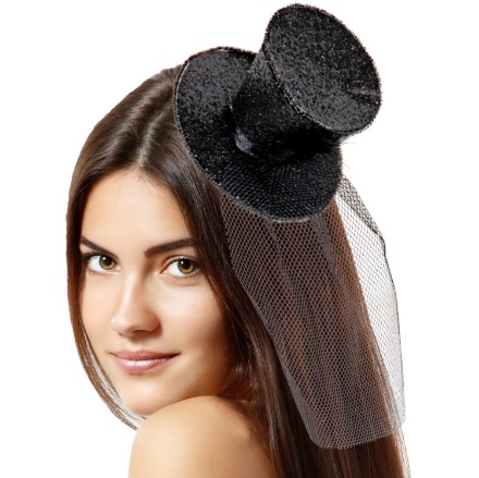 Obrázek Čelenka - glitrovaný klobouk se závojem