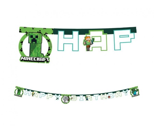 Levně Party nápis Minecraft Creeper - Happy Birthday 200 cm